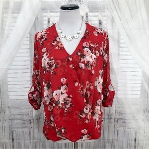 Kut from the Kloth Red Floral Blouse